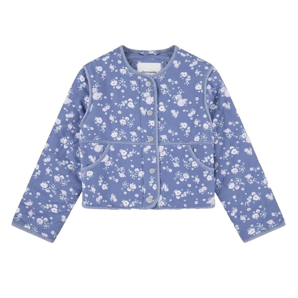 NEW Abercrombie Kids Girl's Blue Floral Soft Quilted Jacket 13/14